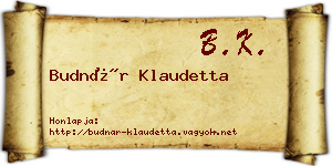 Budnár Klaudetta névjegykártya
